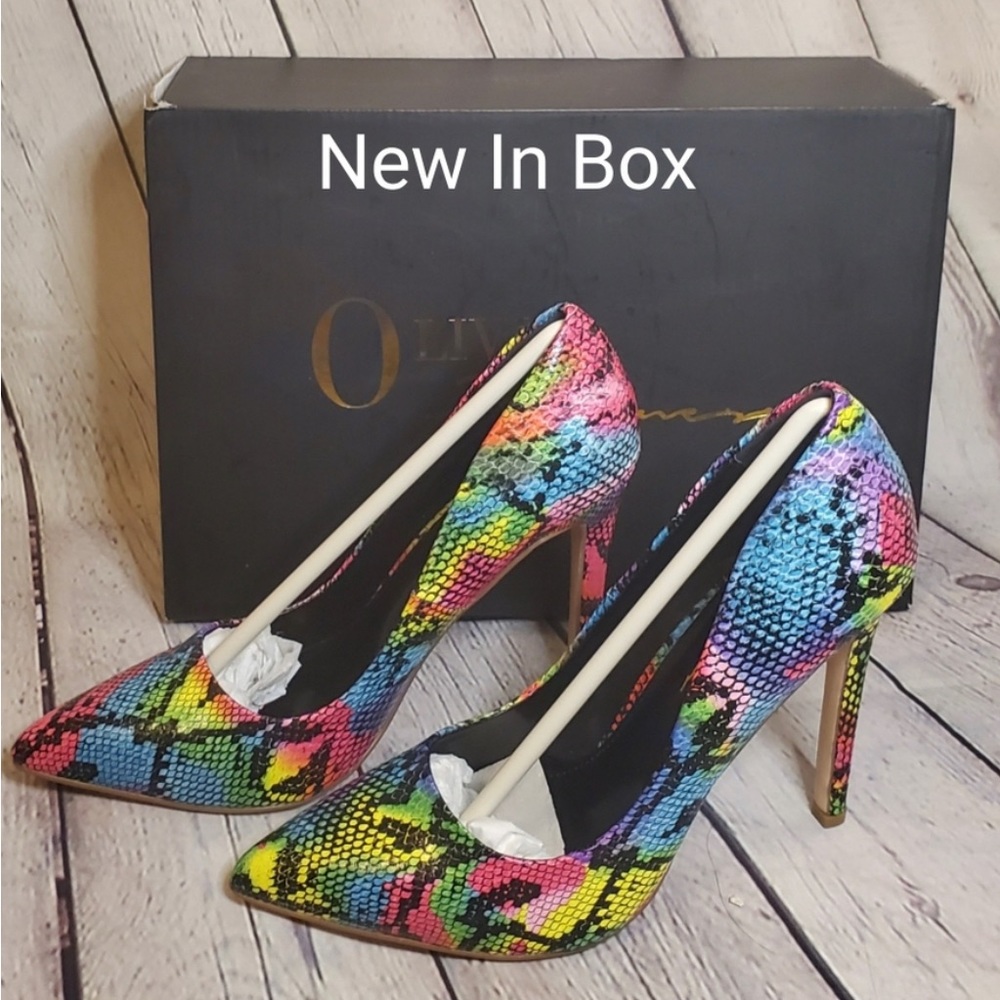 Olivia Ferguson Pride/Rainbow Snakeskin Heels